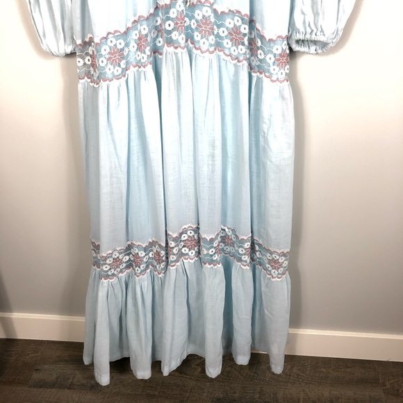 Vintage Gunne Sax Blue Boho Maxi Prairie Dress - Picture 3 of 16